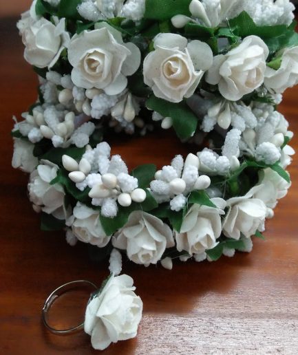 artificial flower bangle and finger ring